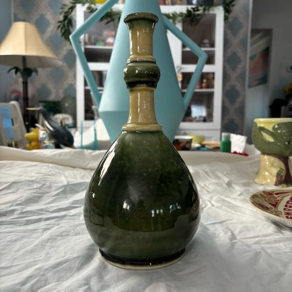 Green and Yellow Ceramic Vase